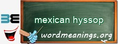 WordMeaning blackboard for mexican hyssop